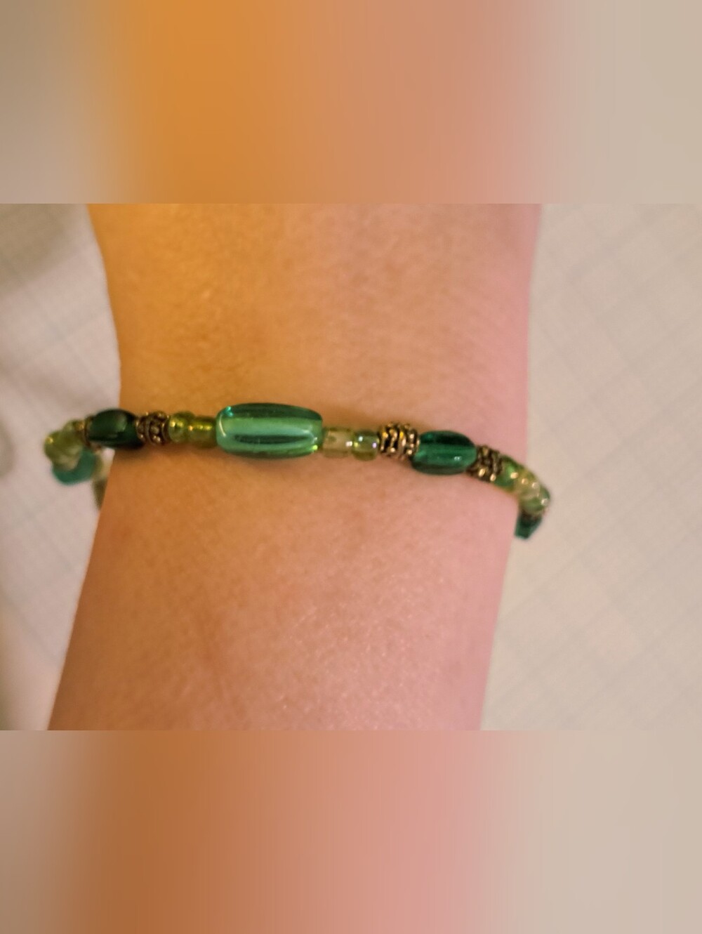 Handcrafted Green Beaded Bracelet - Elegant Green Glass Bracelet